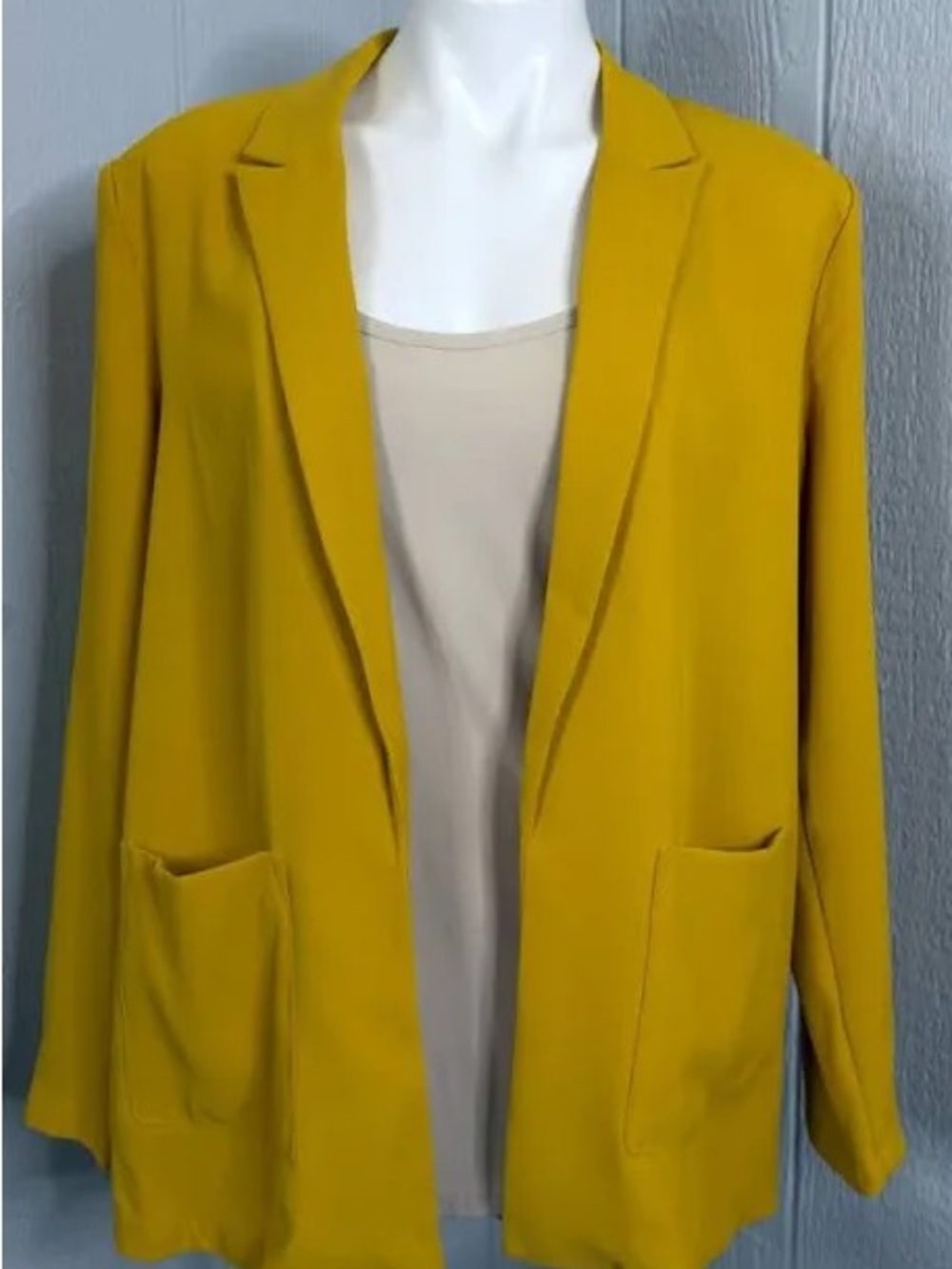 Elodie Mustard Yellow Open-Front Women's Blazer